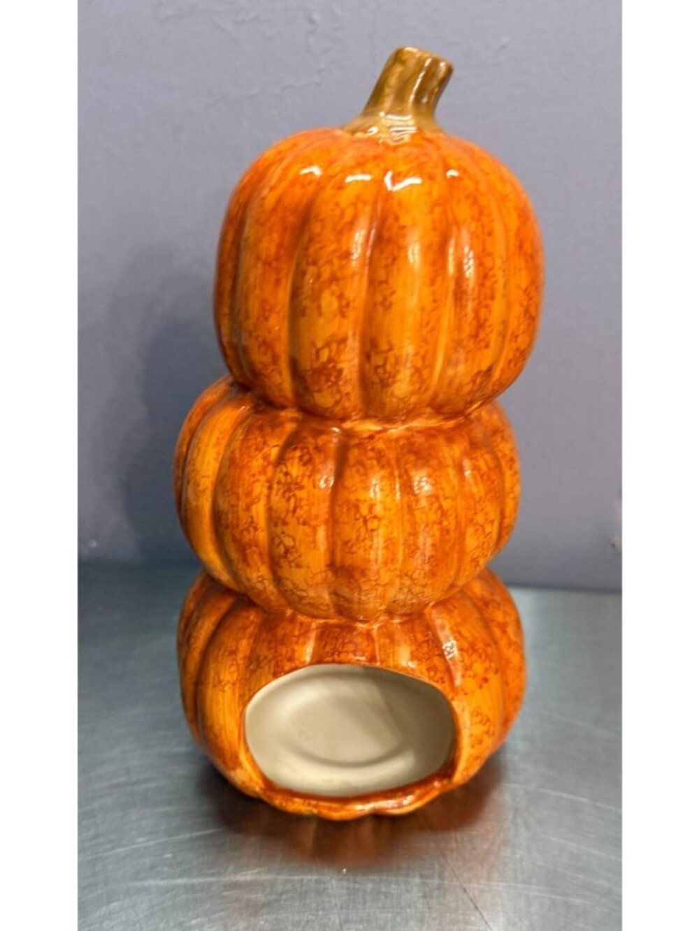 Vintage Russ Berrie Ceramic Stacked Jack O' Lantern Tealight Candle Holder 28683 - Picture 4 of 8